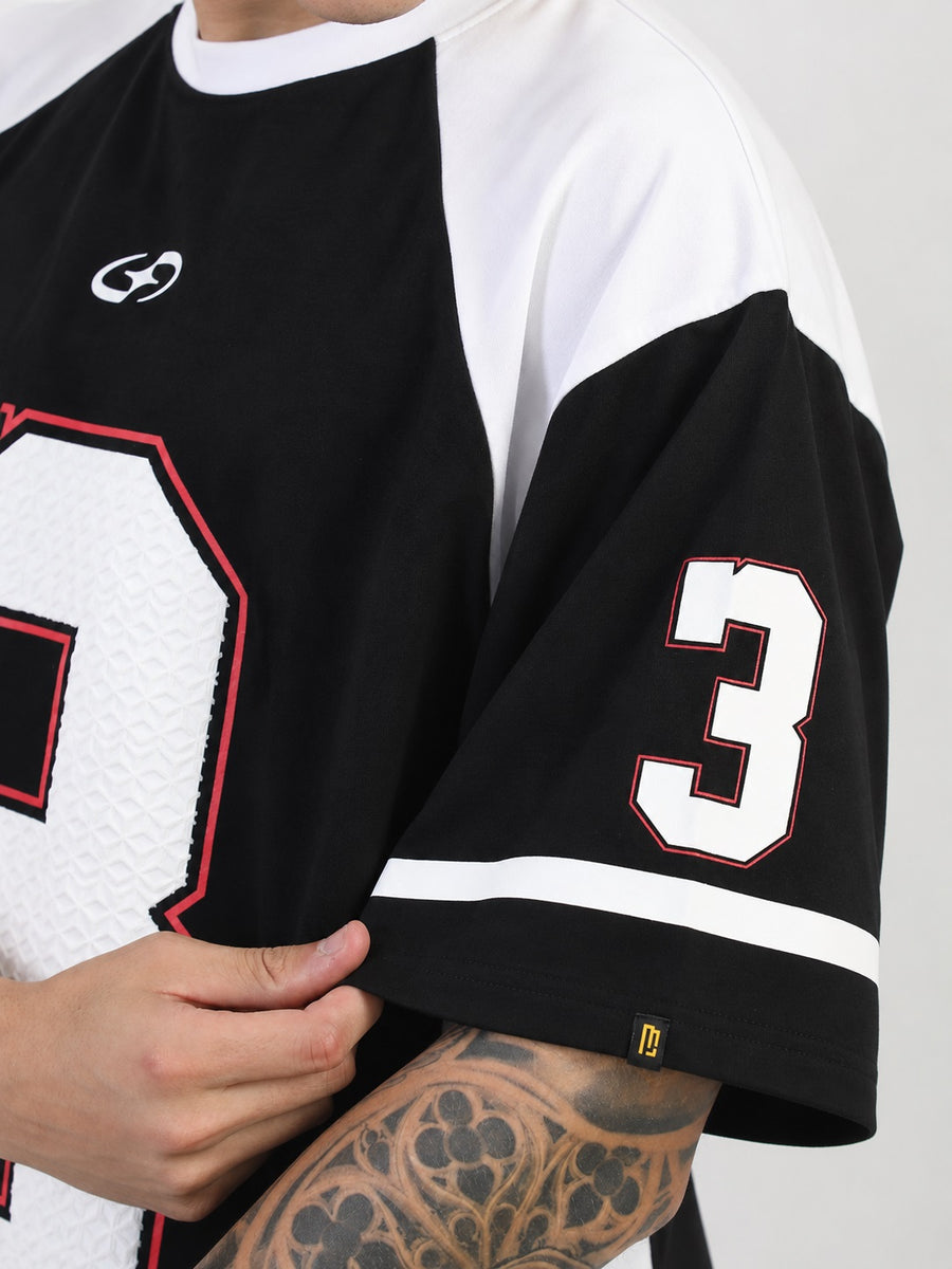 Colorblock Cut & Sew Black Half Sleeve T-Shirt