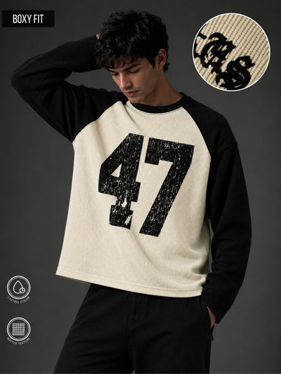 Waffle 47 Cream Full Sleeve T-Shirt