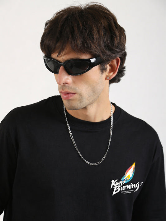 Keep Burning Black Half Sleeve T-Shirt