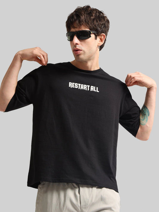 Restart All Black, Red and Blue Half Sleeve T-Shirt