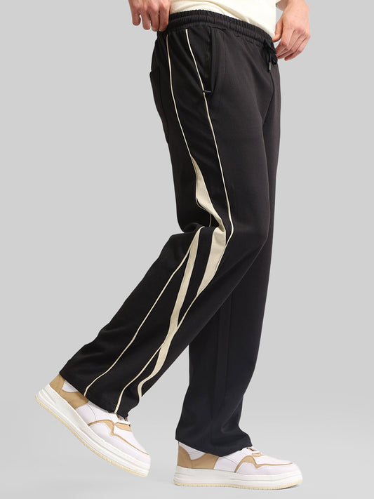 Athletic Tape Black Baggy Fit Trackpant