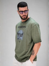 AcidWash Raider Olive Half Sleeve T-Shirt