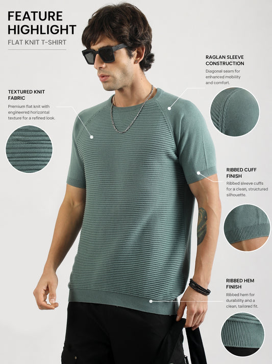 Ottoman Berly Green FlatKnit Half Sleeve T-Shirt