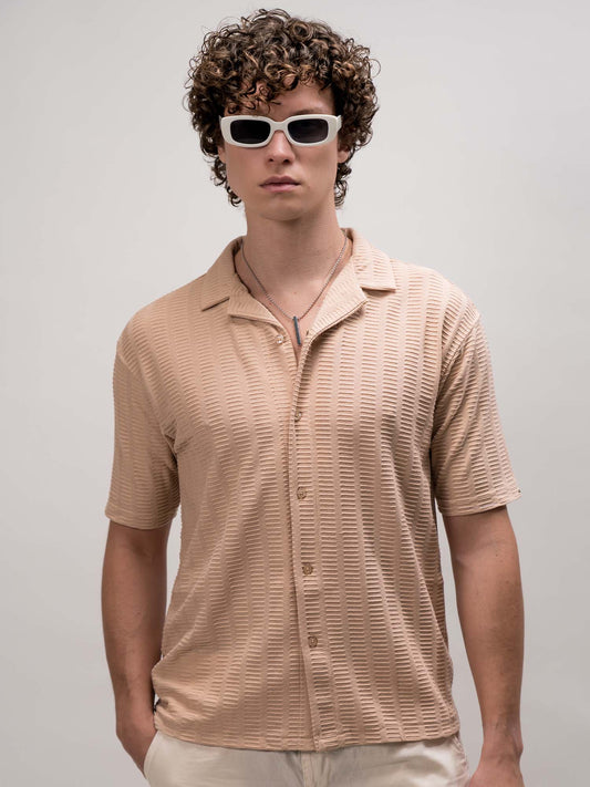 Matrix Knit Butterscotch Half Sleeve Shirt