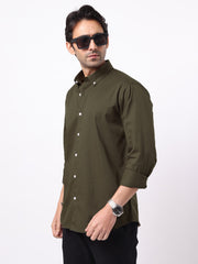 Soft Twill Olive Full Sleeve Shirt