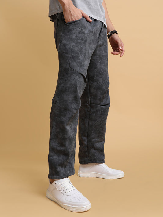 Cloud Printed Light Grey Baggy Pant
