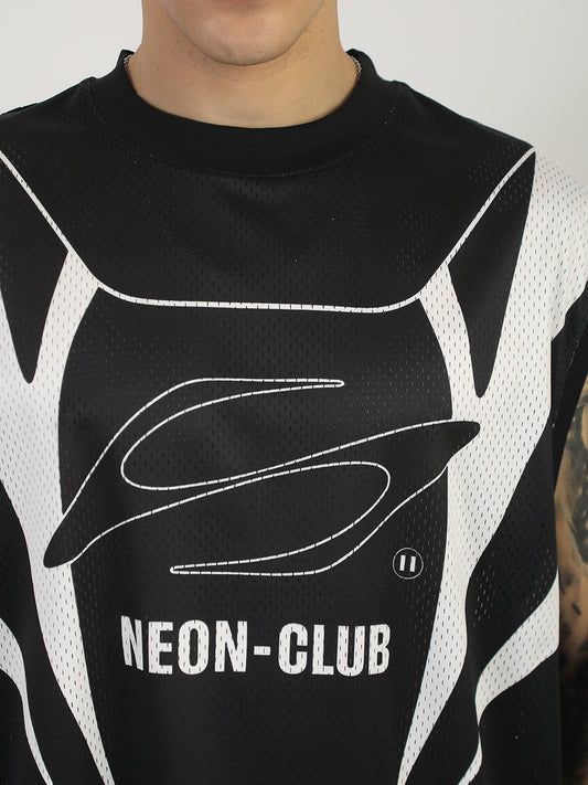 Neon Club Mesh Black Sleeveless T-Shirt