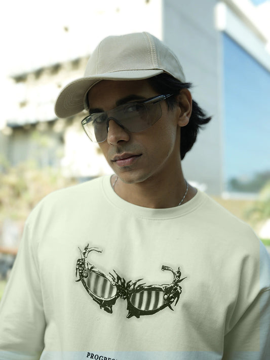 Sunglass Cream Half Sleeve T-Shirt