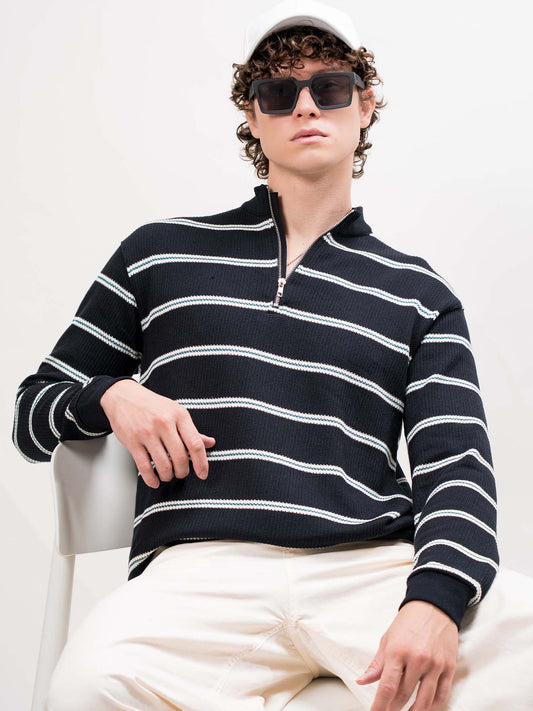 Sweater Knit Black Sweatshirt