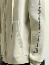 Dual Zipper Cream Full Sleeve Sweatshirt