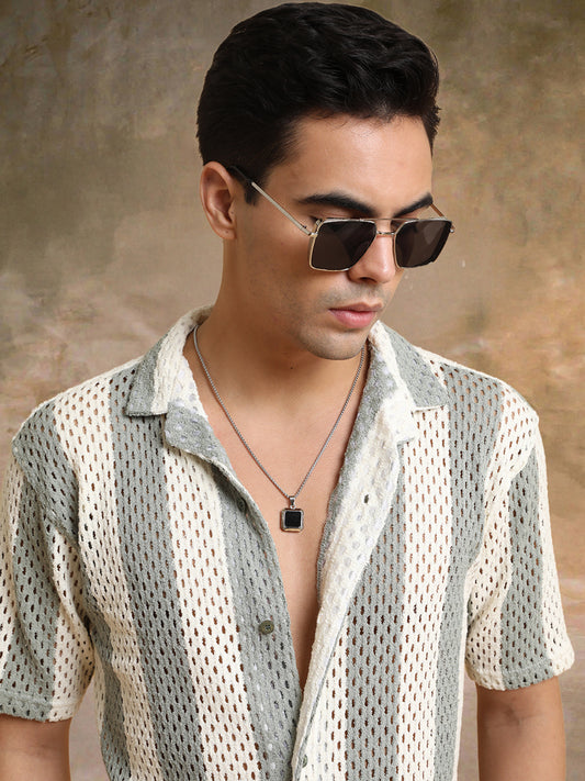 Resort Knit Green Half Sleeve Shirt