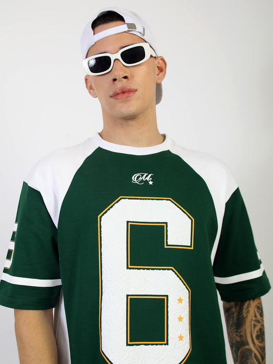 Colorblock Bottle Green Half Sleeve T-Shirt