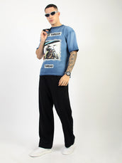 AcidWash Helix Denim Blue Half Sleeve T-Shirt