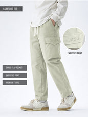 Embossed Flap Pocket Grey Cargo