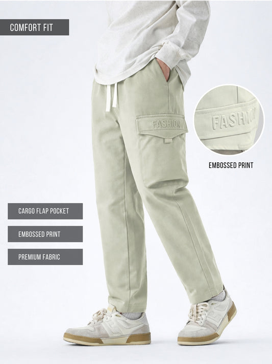 Embossed Flap Pocket Grey Cargo