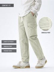 Embossed Flap Pocket Grey Cargo