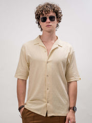 Marble Grid Cream Half Sleeve Shirt