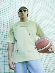 Life Fully Green, Cream Half Sleeve T-Shirt