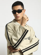 Dare to Adopt Biscuit, Black Full Sleeve Boxy Polo T-Shirt
