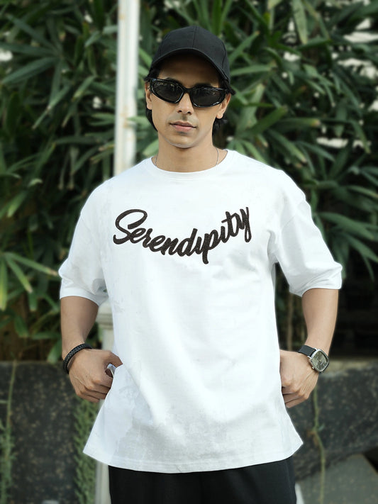 Serendipity White Half Sleeve T-Shirt