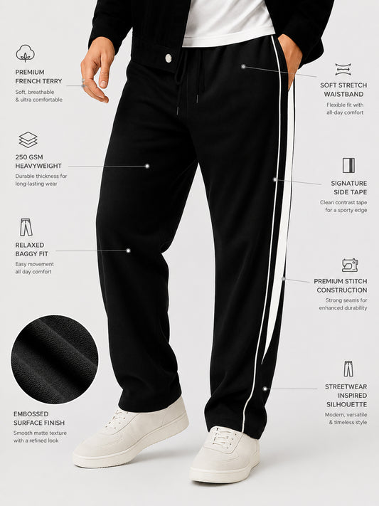 Goal Line Black Baggy Trackpant