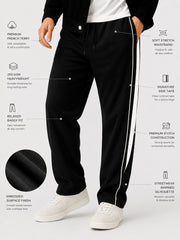 Goal Line Black Baggy Trackpant