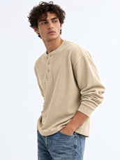 Biscuit Solid Waffle Texture T-Shirt