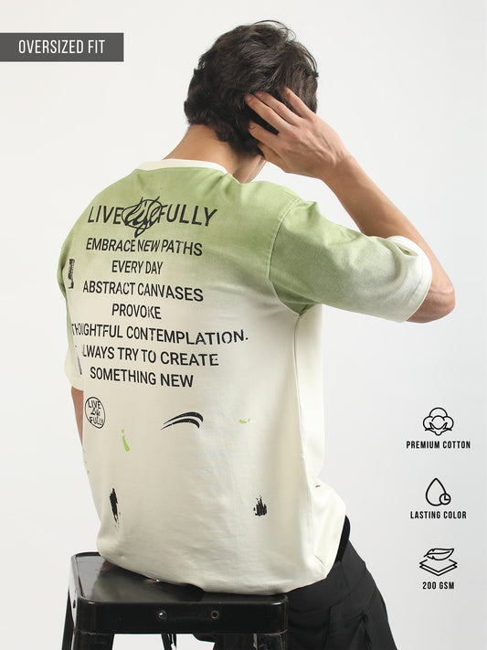 Life Fully Green, Cream Half Sleeve T-Shirt