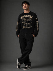 Wordings Black Waffle Full Sleeve T-Shirt