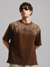 Brooklyn Embroidery Brown Half Sleeve T-Shirt