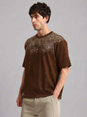 Brooklyn Embroidery Brown Half Sleeve T-Shirt