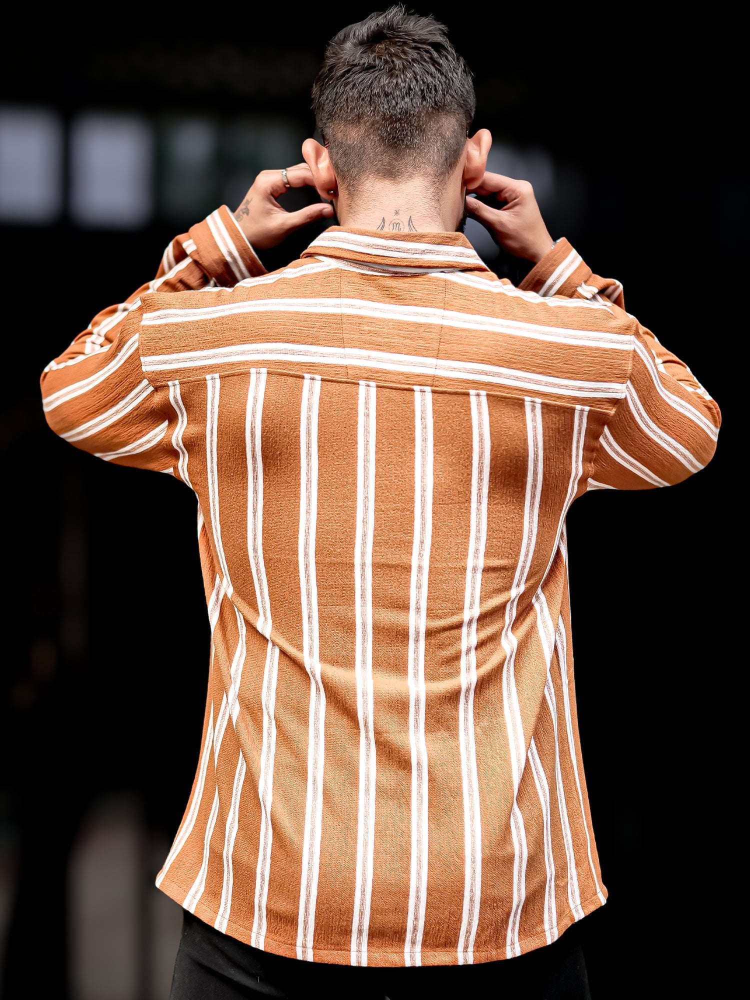 Terry Vertical Stripes Rust Shirt