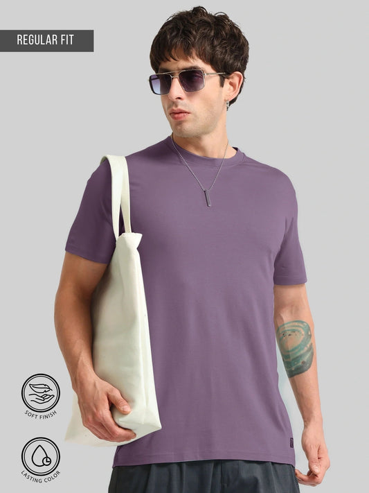 Basic Solid Dark Onion Half Sleeve T-Shirt