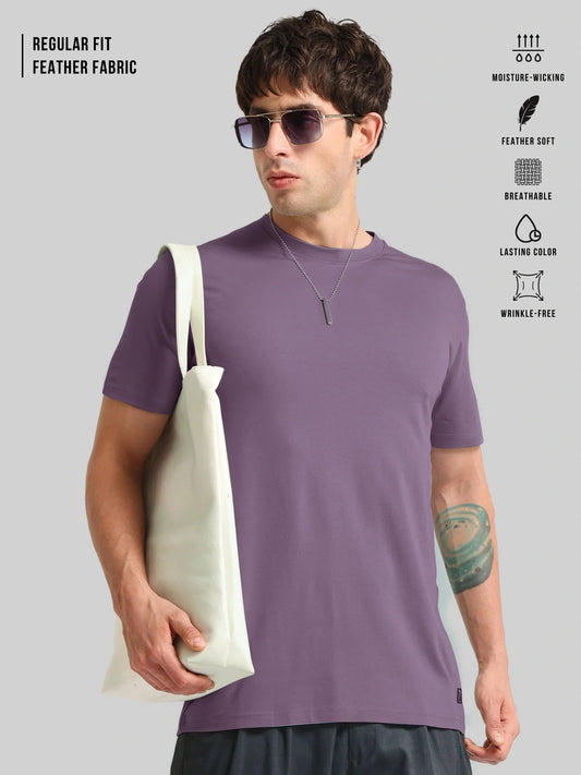 Basic Solid Dark Onion Half Sleeve T-Shirt