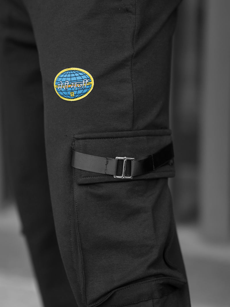 Black Buckle Up Baggy fit Cargo Pant