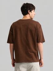 Brooklyn Embroidery Brown Half Sleeve T-Shirt