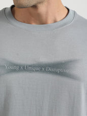 Young Uniquex Grey Half Sleeve T-Shirt