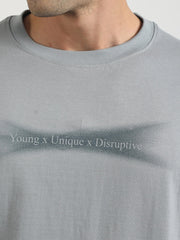 Young Uniquex Grey Half Sleeve T-Shirt