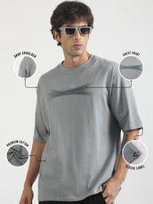 Young Uniquex Grey Half Sleeve T-Shirt