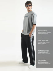Young Uniquex Grey Half Sleeve T-Shirt