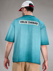 AcidWash Helix Aqua Blue Half Sleeve T-Shirt