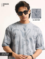 Alphabet Light Grey Half Sleeve T-Shirt