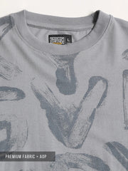 Alphabet Light Grey Half Sleeve T-Shirt
