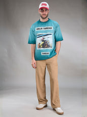 AcidWash Helix Aqua Blue Half Sleeve T-Shirt
