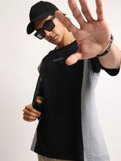 Originality Black, Light Grey Half Sleeve T-Shirt