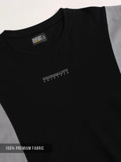 Originality Black, Light Grey Half Sleeve T-Shirt