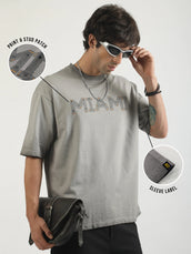 Miami Washed Grey Half Sleeve T-Shirt