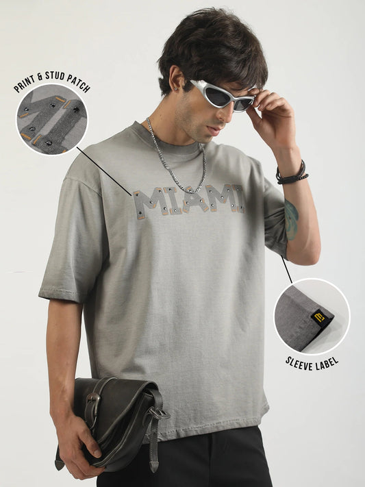 Miami Washed Grey Half Sleeve T-Shirt