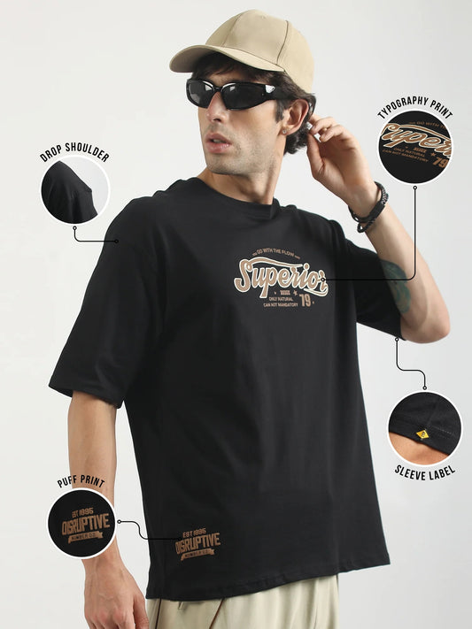 Superior Black, Brown Half Sleeve T-Shirt