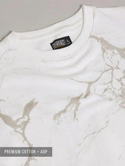 Strom Spray Print White, Grey Half Sleeve T-Shirt